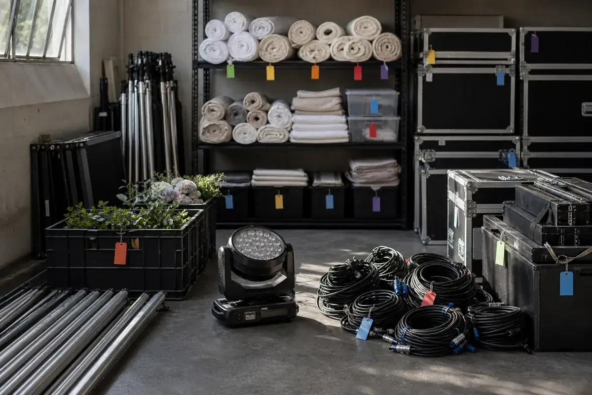 organized event production inventory and cost-scope concept