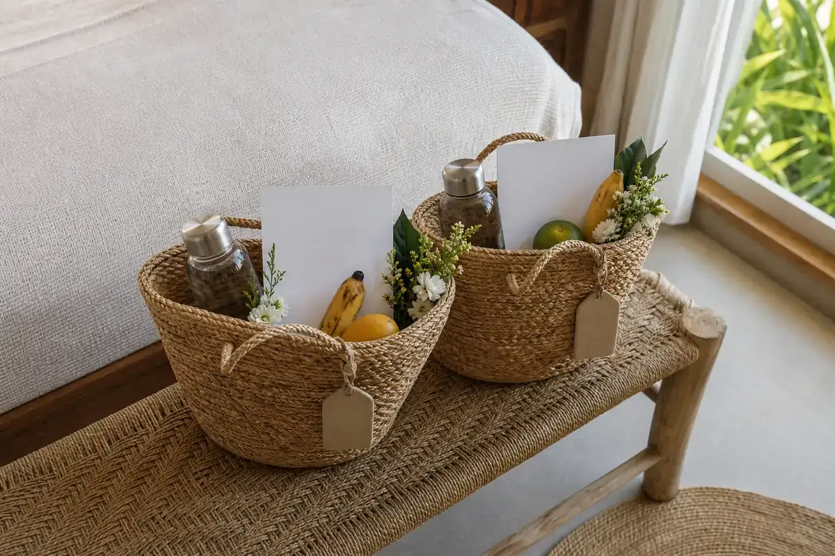 elopement travel welcome kit with blank itinerary cards
