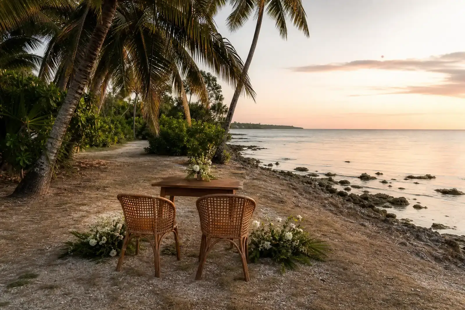sunrise elopement setup for two near Doljo on Panglao