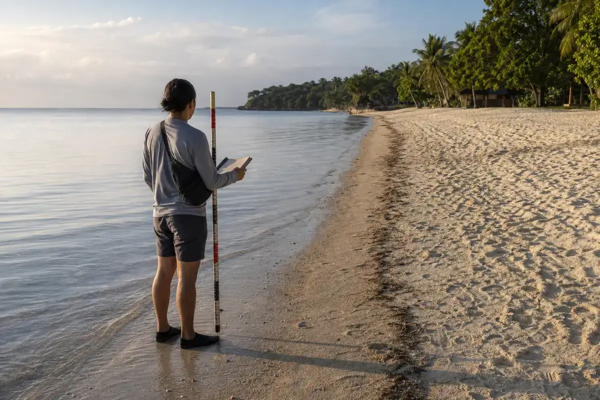 tide and guest-route site-check concept at Momo Beach, Panglao
