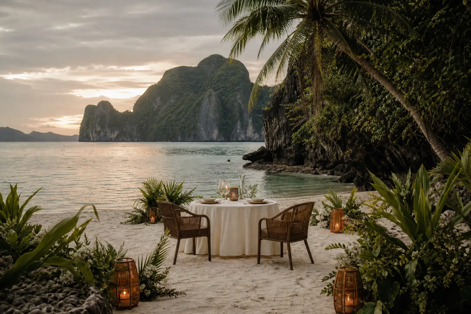  private dinner concept in an El Nido coastal setting