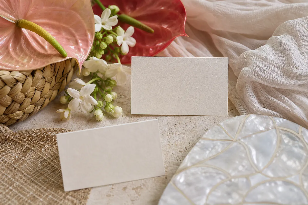 Philippine wedding styling study with capiz and piña-inspired details