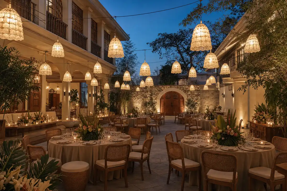 heritage-inspired courtyard wedding reception concept in Cebu City