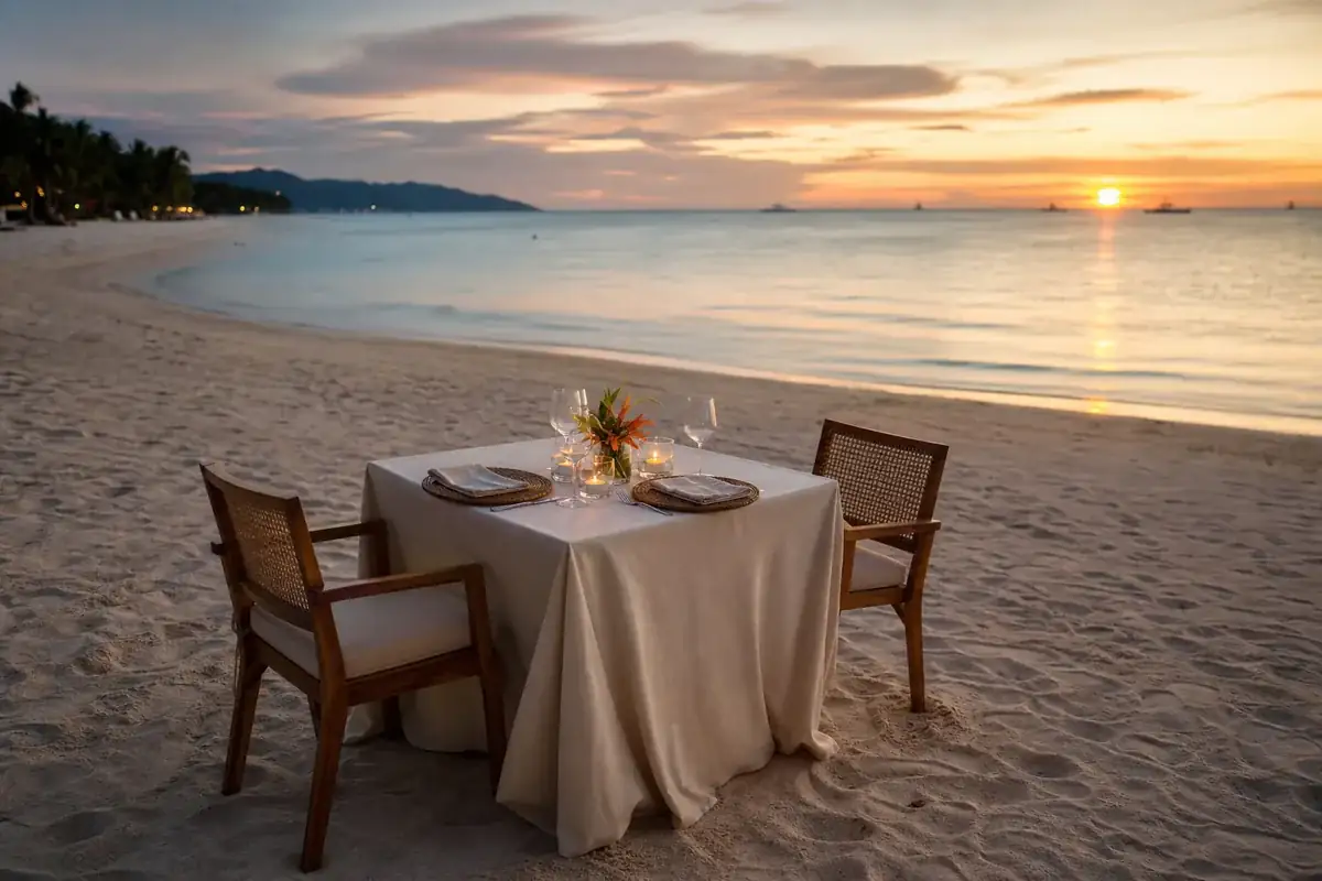  private dinner table concept on White Beach, Boracay