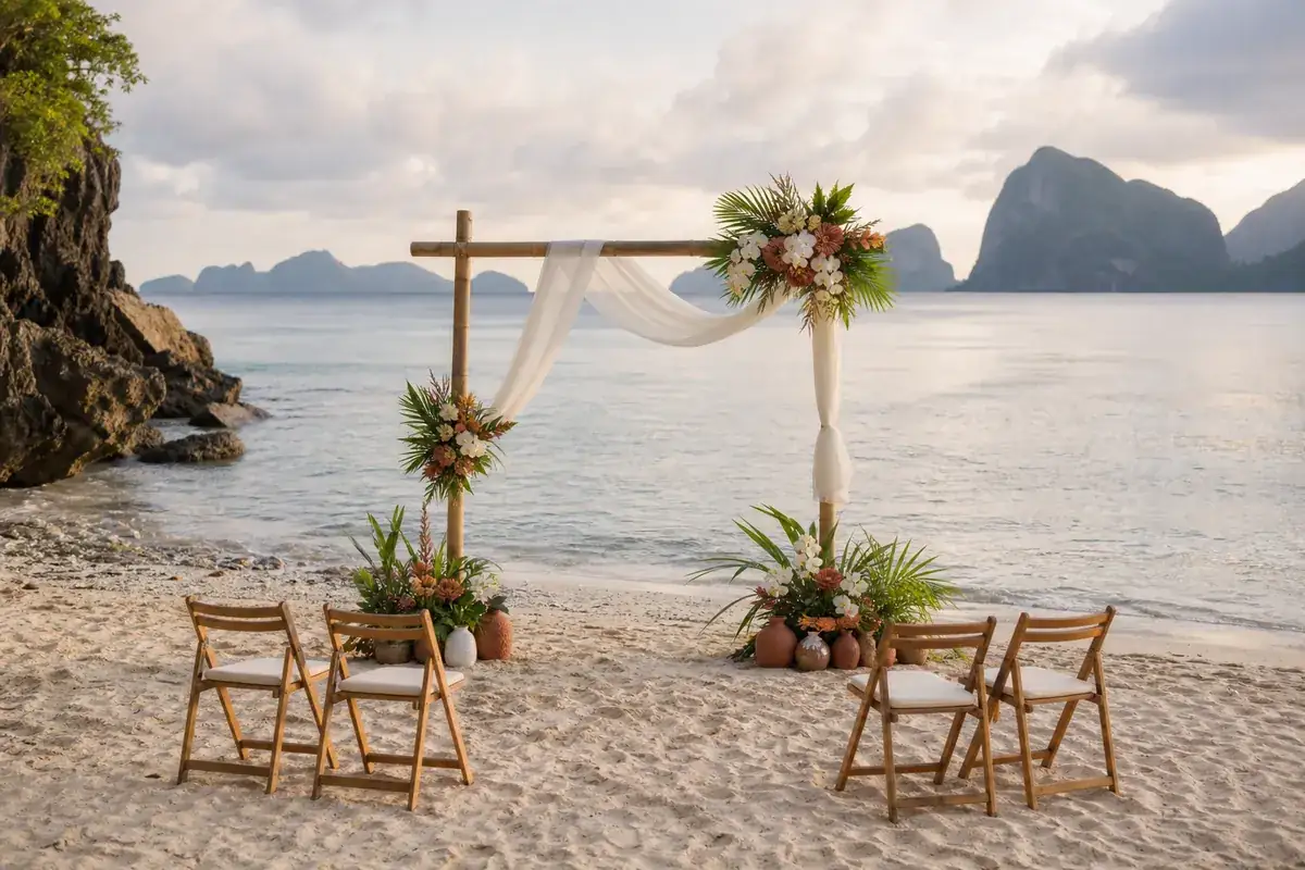  intimate island ceremony concept in the El Nido area of Palawan