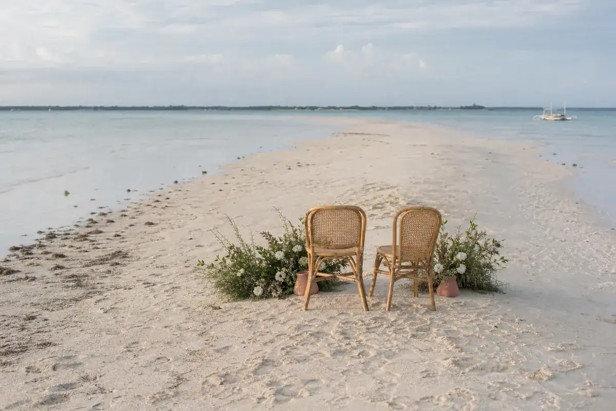  private sandbar ceremony concept near Panglao timed for low tide